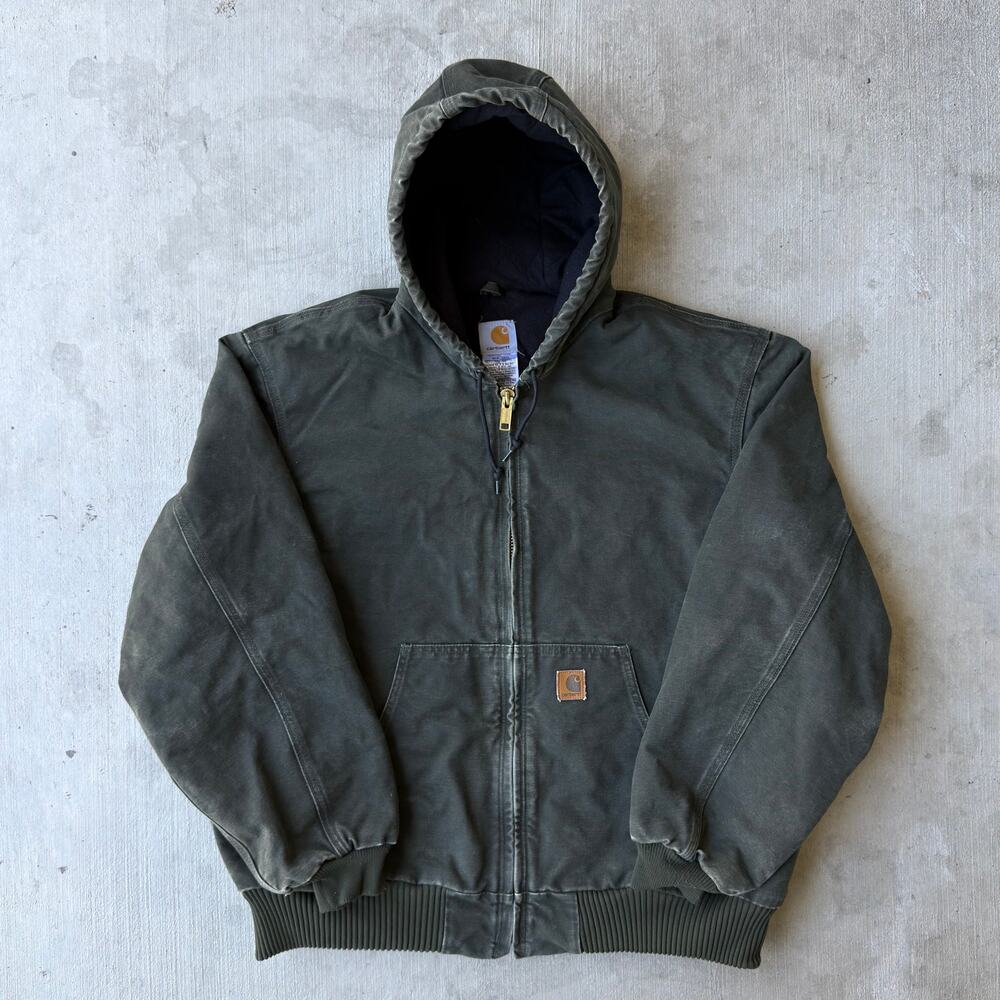 Carhartt J130 MOS green hooded work wear jacket XL